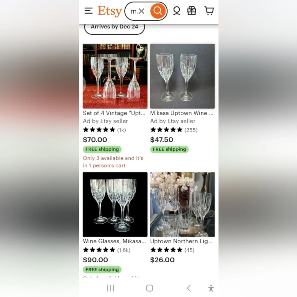 Mikasa Crystal Wine Glasses Mint Condtion Uptown Set 4 Gift For Wine…